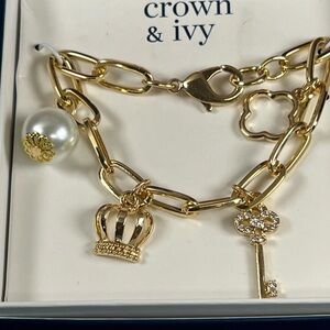 NWT CROWN & IVY CHARM BRACELET